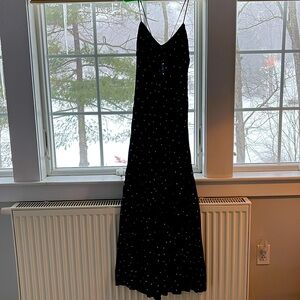 Free People Summer Jamboree Wide Leg Jumpsuit, Small Black with White Polka Dots